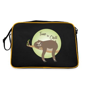 Faultier - Zeit zum Entspannen - Retro Tasche - Schwarz/Gold - Hinten
