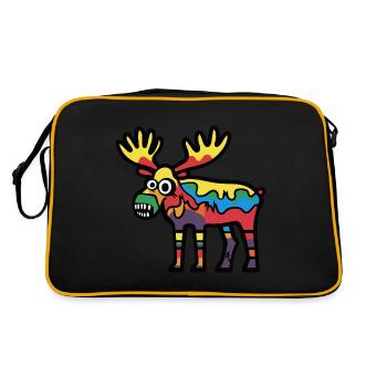 Elch Halloween Comic Lustig - Retro Tasche - Schwarz/Gold - Hinten