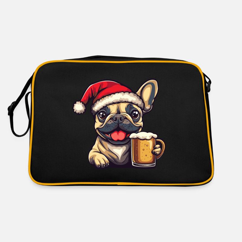 Bière de Noël pour chien Buldog français Sac Retro