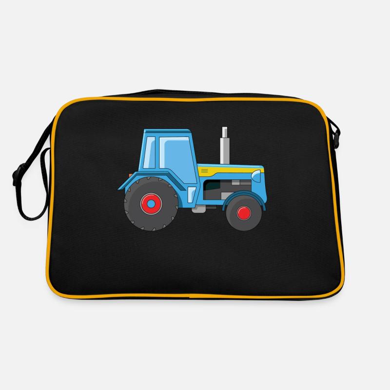 Blaue Traktor Illustration Retro Tasche