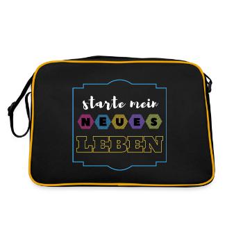 starte mein neues Leben - Retro Tasche - Schwarz/Gold - Hinten