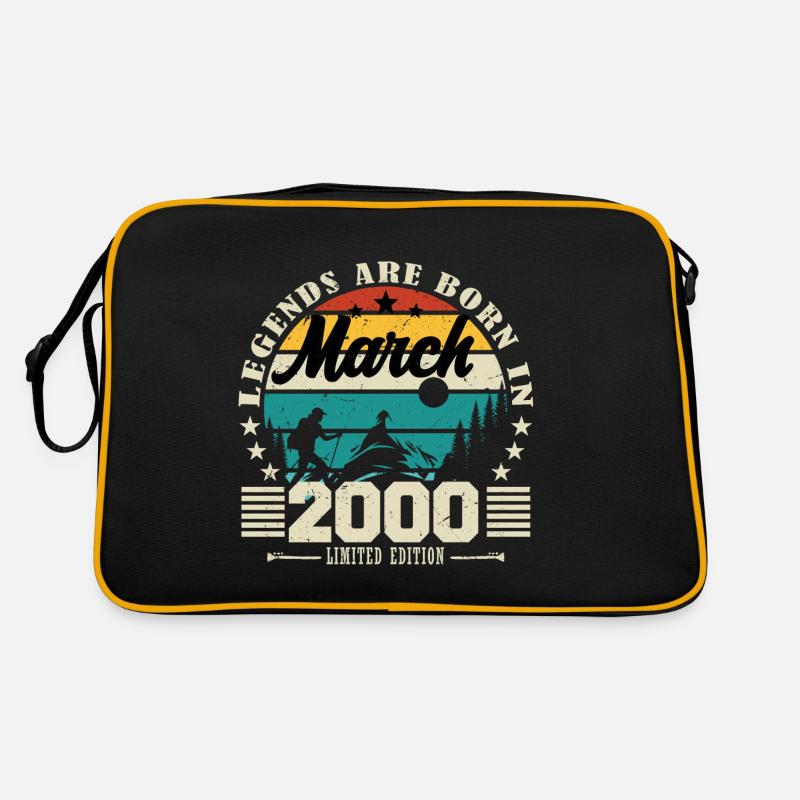 Mars 2000. Cadeau d'anniversaire mars 2000. - Sac Retro - noir/or