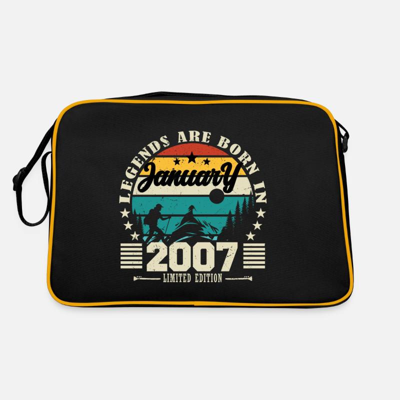 Januar 2007. Geburtstagsgeschenk Januar 2007. - Retro Tasche - Schwarz/Gold
