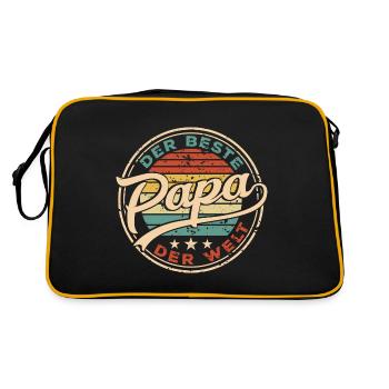 Der Beste Papa der Welt Vatertag - Retro Tasche - Schwarz/Gold - Hinten