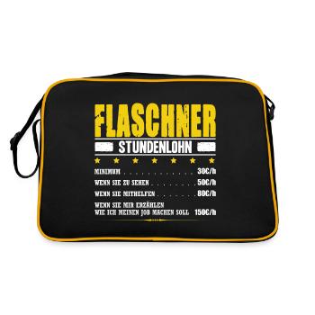 Flaschner Stundenlohn Blechner Spengler Klempner - Retro Tasche - Schwarz/Gold - Hinten