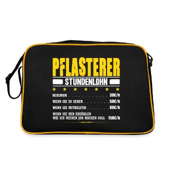 Pflasterer Stundenlohn Steinleger Pflastersetzer - Retro Tasche - Schwarz/Gold - Hinten