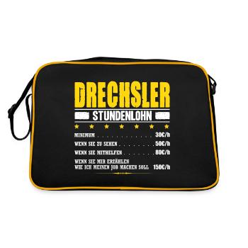 Drechsler Stundenlohn Industriearbeiter Gehalt - Retro Tasche - Schwarz/Gold - Hinten