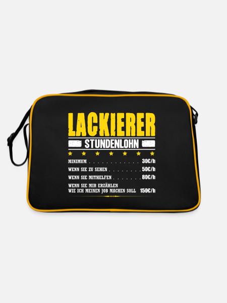 Lackierer Stundenlohn Lackierermeister Gehalt - Retro Tasche - Schwarz/Gold - Hinten