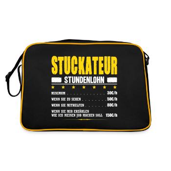Stuckateur Stundenlohn Stuckateurmeister Gehalt - Retro Tasche - Schwarz/Gold - Hinten