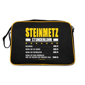 Steinmetz Stundenlohn Steinmetzmeister Gehalt - Retro Tasche - Schwarz/Gold - Hinten
