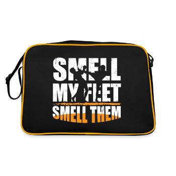 Smell My Feet Smell Them, Kampfsport, Humor, Fun, - Retro Tasche - Schwarz/Gold - Hinten