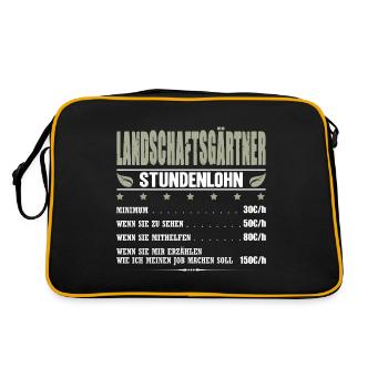 Gärtner Stundenlohn Landschaftsgärtner Gehalt - Retro Tasche - Schwarz/Gold - Hinten