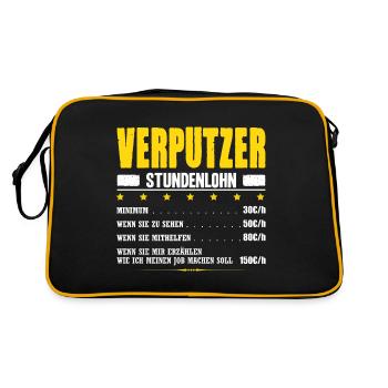 Verputzer Stundenlohn Stuckateurmeister Gehalt - Retro Tasche - Schwarz/Gold - Hinten