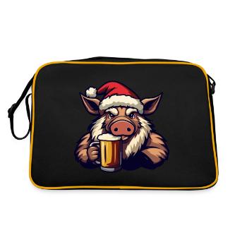 Pig Christmas Beer Wild Boar - Retro Bag - black/gold - Back
