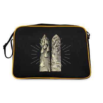 Asparagus, Vintage Botanical Illustration - Retro Bag - black/gold - Back