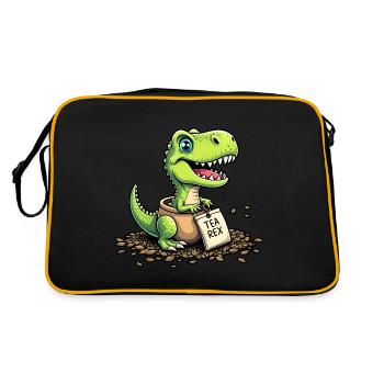 Tea Rex Dinosaurier Tee - Retro Tasche - Schwarz/Gold - Hinten