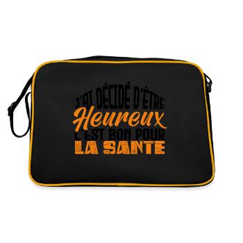 j'ai décidé d être heureux. Idée cadeau. - Sac Retro - noir/or - Dos