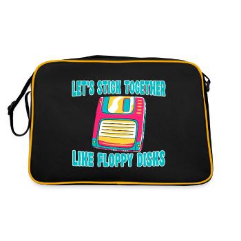Let's stick together like floppy disks - Retro Bag - black/gold - Back