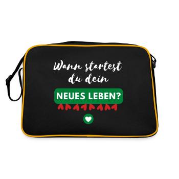 Wann startest du? - Retro Tasche - Schwarz/Gold - Hinten