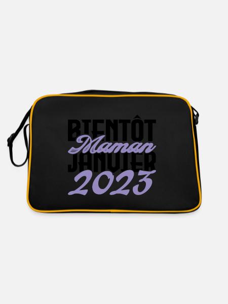 Annonce grossesse. bientôt Maman Janvier 2023.mama - Sac Retro - noir/or - Dos