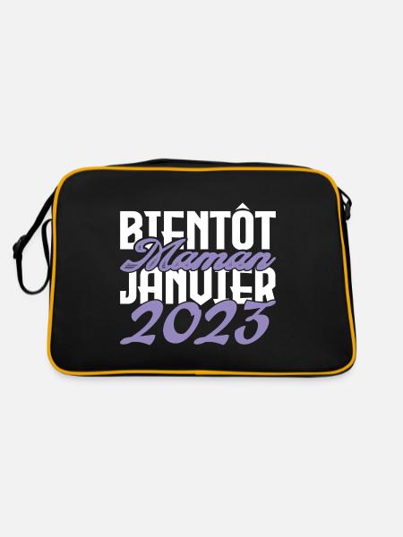 Annonce grossesse. bientôt Maman Janvier 2023.mama - Sac Retro - noir/or - Dos