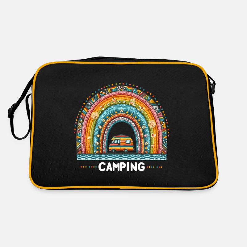 Regenbogen Camping Zelten Urlaub Auszeit Caravan Retro Tasche