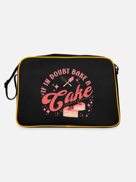 Cake Baker If In Doubt Bake A Cake Cupcake - Retro Bag - black/gold - Back