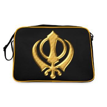 Khanda Sikh symbol swords religion Sikhism - Sac Retro - noir/or - Dos