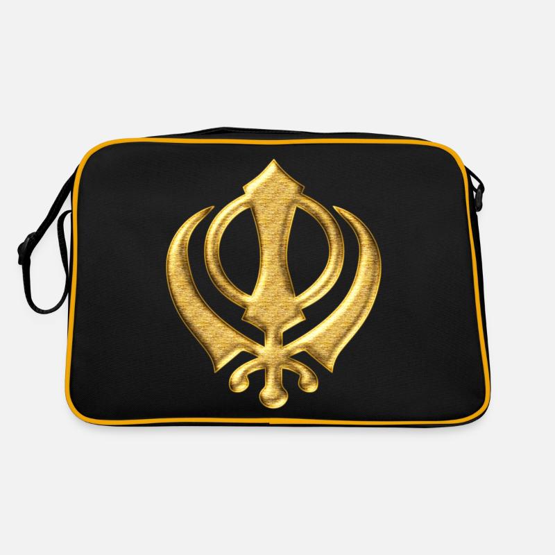 Khanda Sikh Symbol Schwerter Religion Sikhismus Retro Tasche