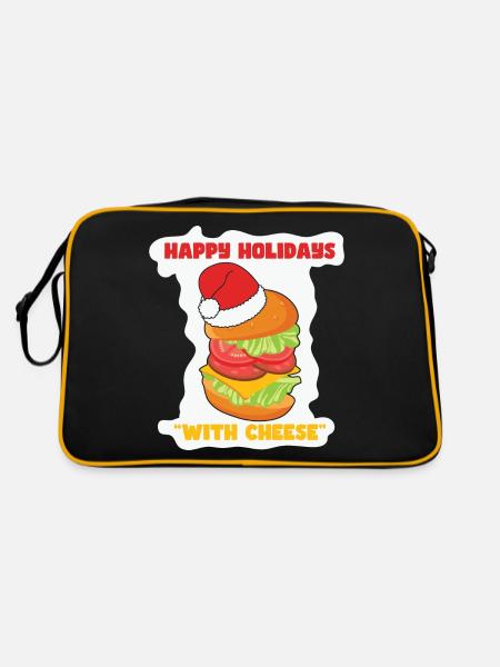 Happy Holidays With Cheese Burger - Retro Bag - black/gold - Back