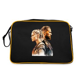 Young Viking couple fights together - Retro Bag - black/gold - Back