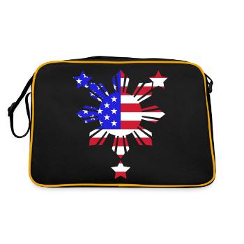 Fil-Am Design für stolze Pinoys - Retro Tasche - Schwarz/Gold - Hinten