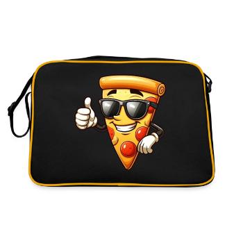 Pizza drôle avec motif de lunettes de soleil - Sac Retro - noir/or - Dos