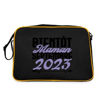 Annonce grossesse. bientôt Maman Septembre 2023. - Sac Retro - noir/or - Dos