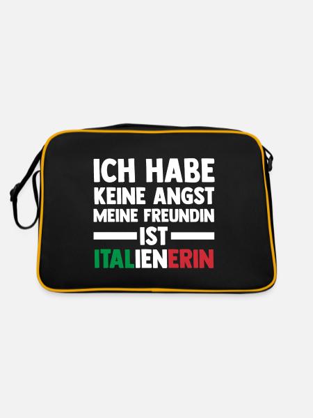 Ich habe keine Angst meine Freundin ist Italieneri - Retro Tasche - Schwarz/Gold - Hinten