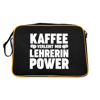 Kaffee Schullehrerin Lehrerin - Retro Tasche - Schwarz/Gold - Hinten