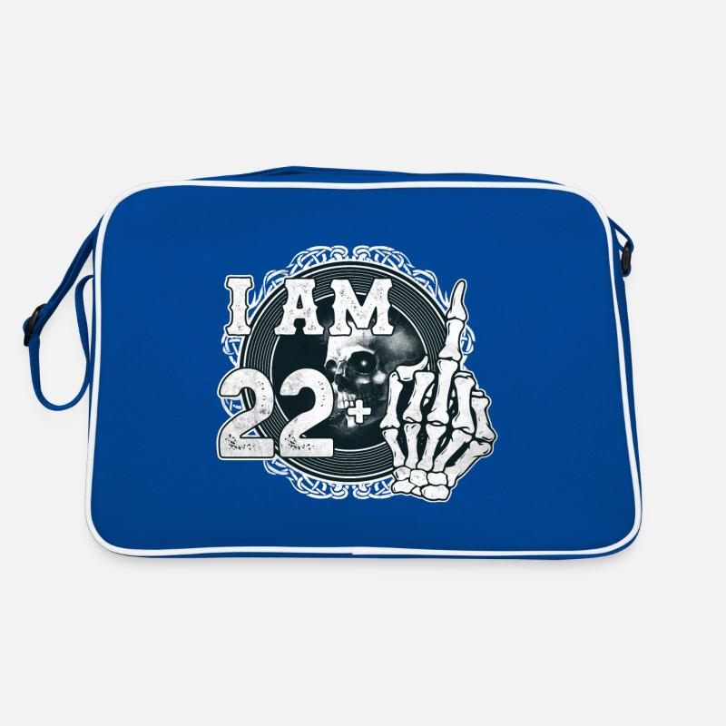 Ich bin 22 plus 1 Mittelfinger Totenkopf lustig 23. Retro Tasche
