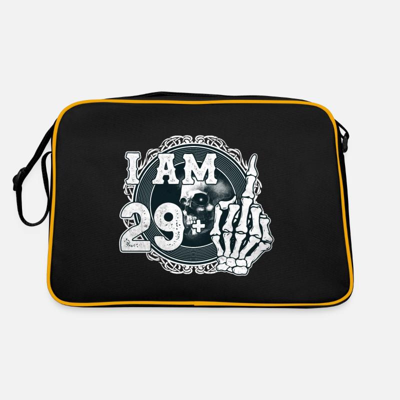 Ich bin 29 plus 1 Mittelfinger Totenkopf lustig 30. Retro Tasche