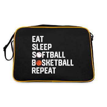Eat Sleep Softball Basketball Repeat Funny Ball - Retro Bag - black/gold - Back