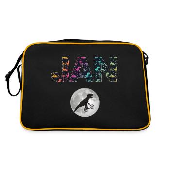 JAN - Beau prénom de garçon avec dinosaure - Sac Retro - noir/or - Dos