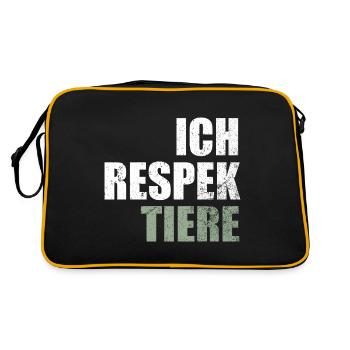 Ich Respektiere Tiere Tierschutz Vegan - Retro Tasche - Schwarz/Gold - Hinten