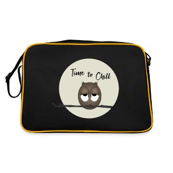 Eule - Zeit zum Entspannen - Retro Tasche - Schwarz/Gold - Hinten