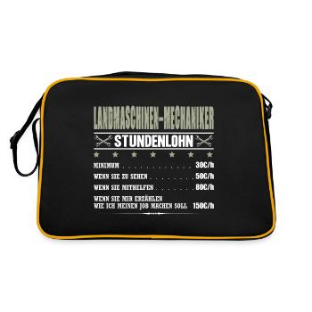 Landmaschinenmechaniker Stundenlohn Landmaschinen - Retro Tasche - Schwarz/Gold - Hinten