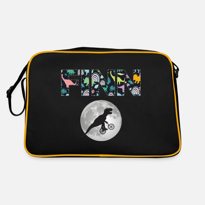 FINN - Beautiful boy name with dinosaur Retro Bag