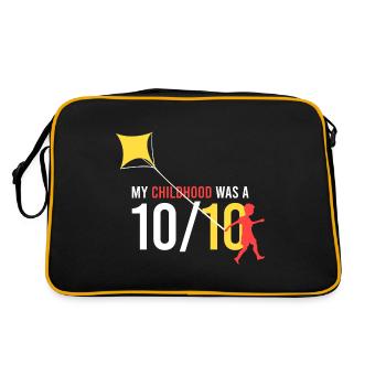meine Kindheit war eine 10/10 - Retro Tasche - Schwarz/Gold - Hinten