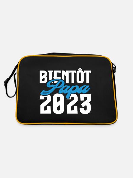 Cadeau Annonce grossesse bientôt Papa 2023. - Sac Retro - noir/or - Dos