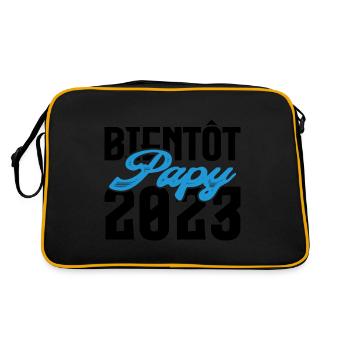 Cadeau Annonce grossesse bientôt Papy 2023. - Sac Retro - noir/or - Dos
