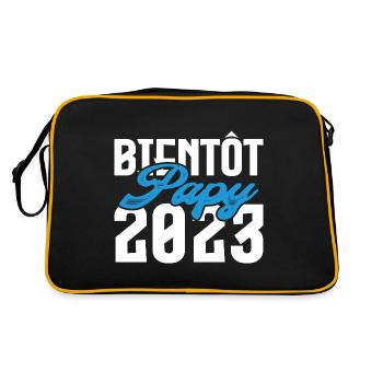 Cadeau Annonce grossesse bientôt Papy 2023. - Sac Retro - noir/or - Dos