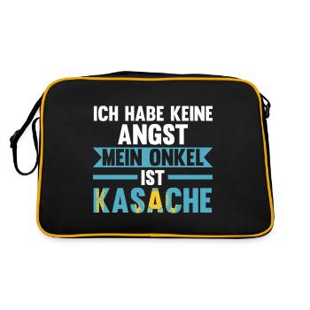 Ich habe keine Angst mein Onkel ist Kasache - Retro Tasche - Schwarz/Gold - Hinten