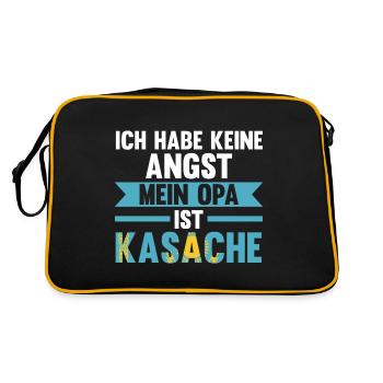 Ich habe keine Angst mein Opa ist Kasache - Retro Tasche - Schwarz/Gold - Hinten